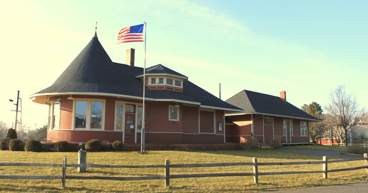 The Witch's Hat Depot (1909) in McHattie Park, downtown South Lyon.
